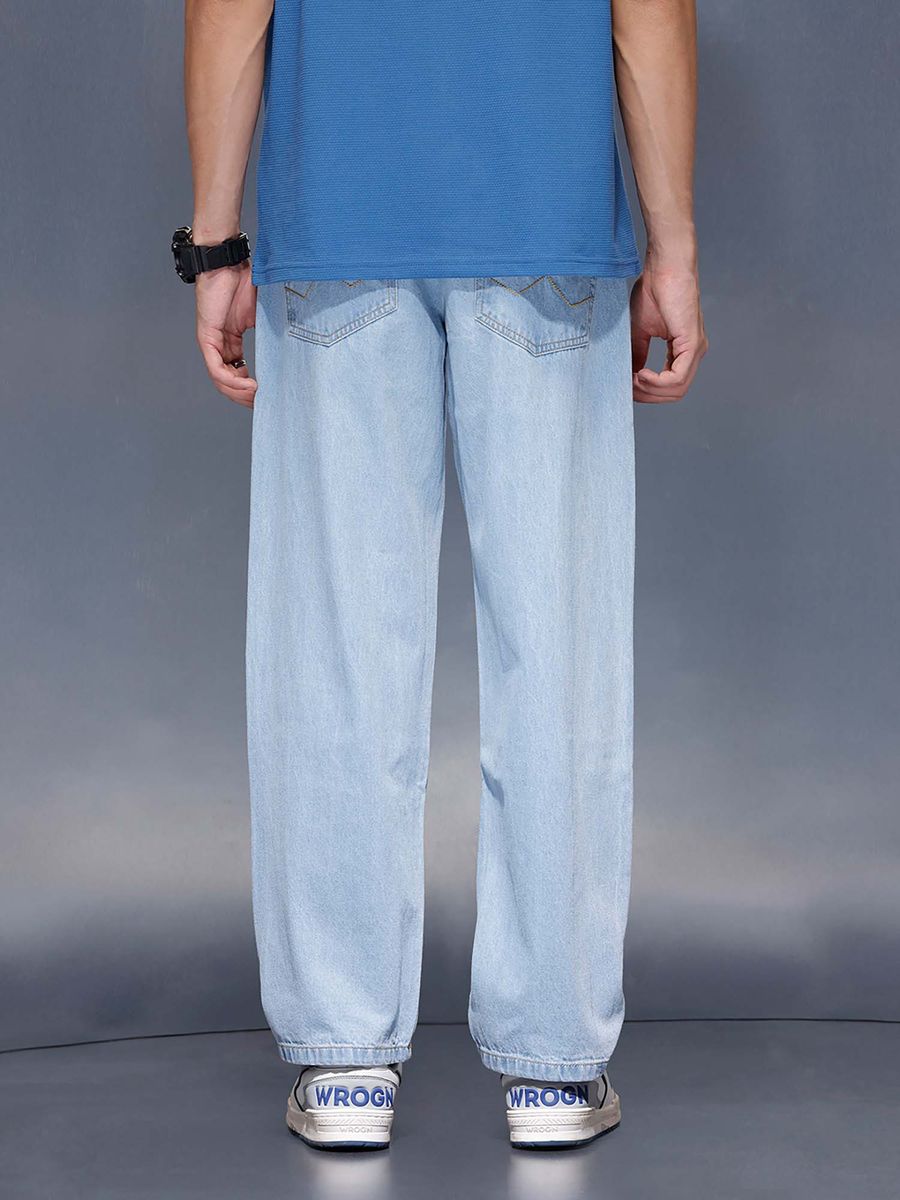 Blue Men Casual Loose Fit Carpenter Jeans