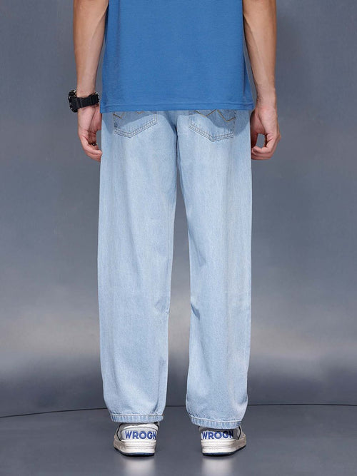 Blue Men Casual Loose Fit Carpenter Jeans