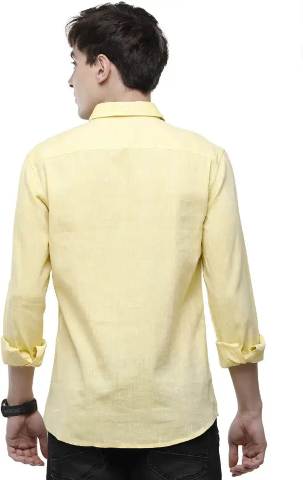 Classic Polo Men Self Design Casual Yellow Shirt