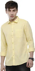 Classic Polo Men Self Design Casual Yellow Shirt