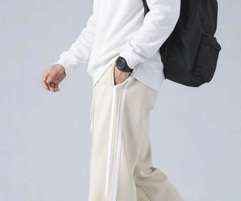 NFTrenzify Solid, Striped Men Beige Track Pants