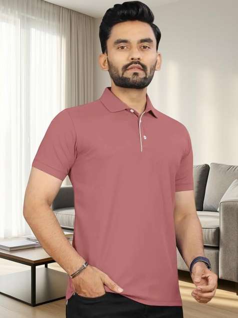 KAJARSS Solid Men Pink T-Shirt