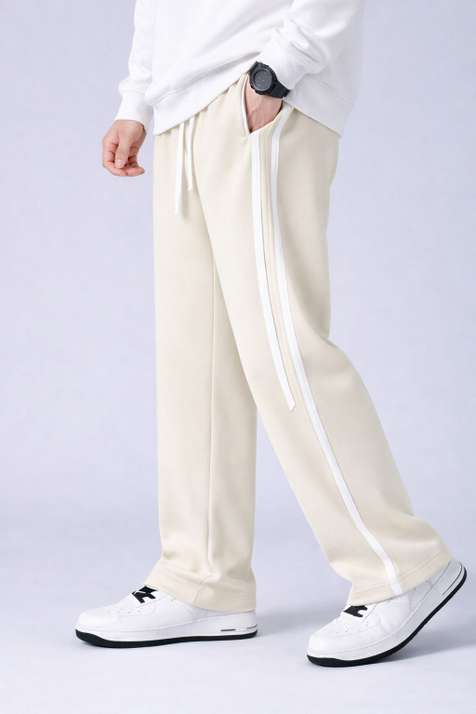 NFTrenzify Solid, Striped Men Beige Track Pants