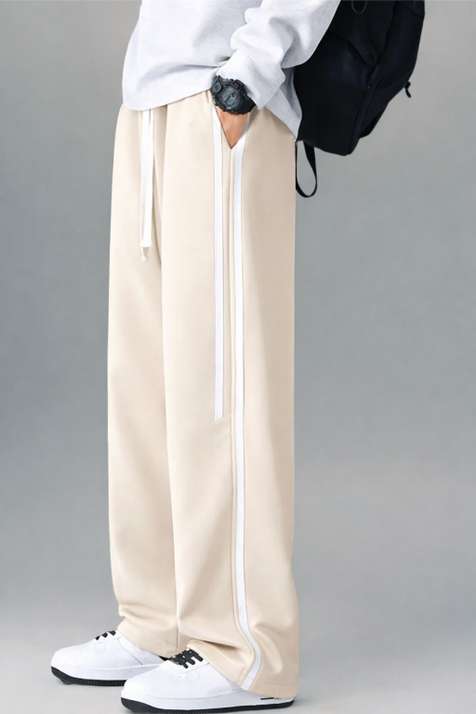 NFTrenzify Solid, Striped Men Beige Track Pants
