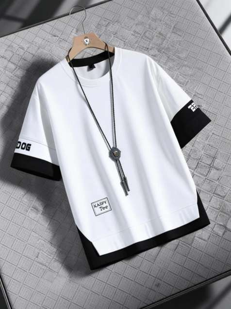 KASPY Printed Men Black, White T-Shirt