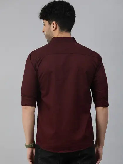 Majestic Man Men Solid Casual Maroon Shirt