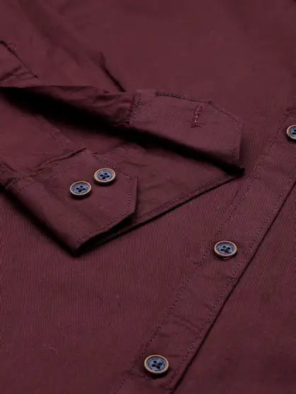 Majestic Man Men Solid Casual Maroon Shirt
