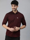 Majestic Man Men Solid Casual Maroon Shirt